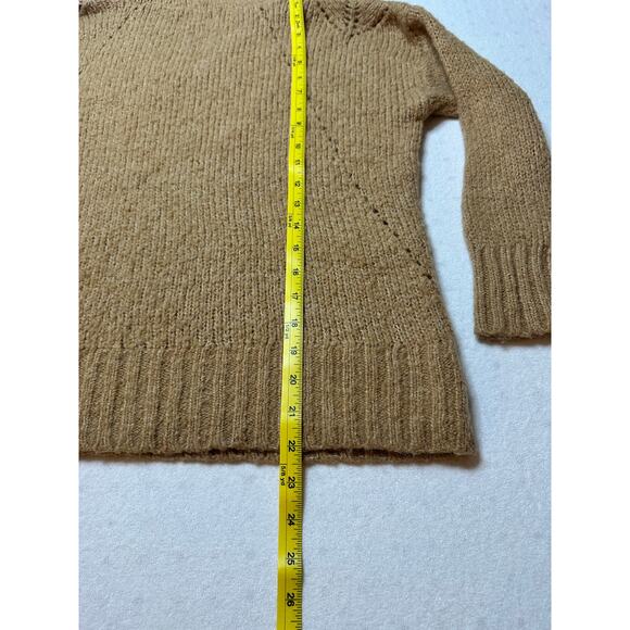 American Eagle Women’s Camel Knit Hoodie Sweater Small | Wool Blend V-Neck - Picture 5 of 5